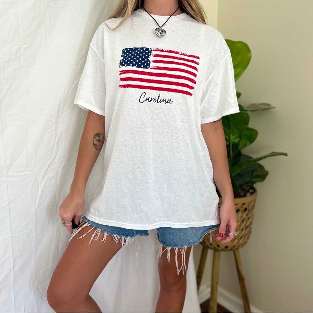 White American Flag Graphic Cotton Tee